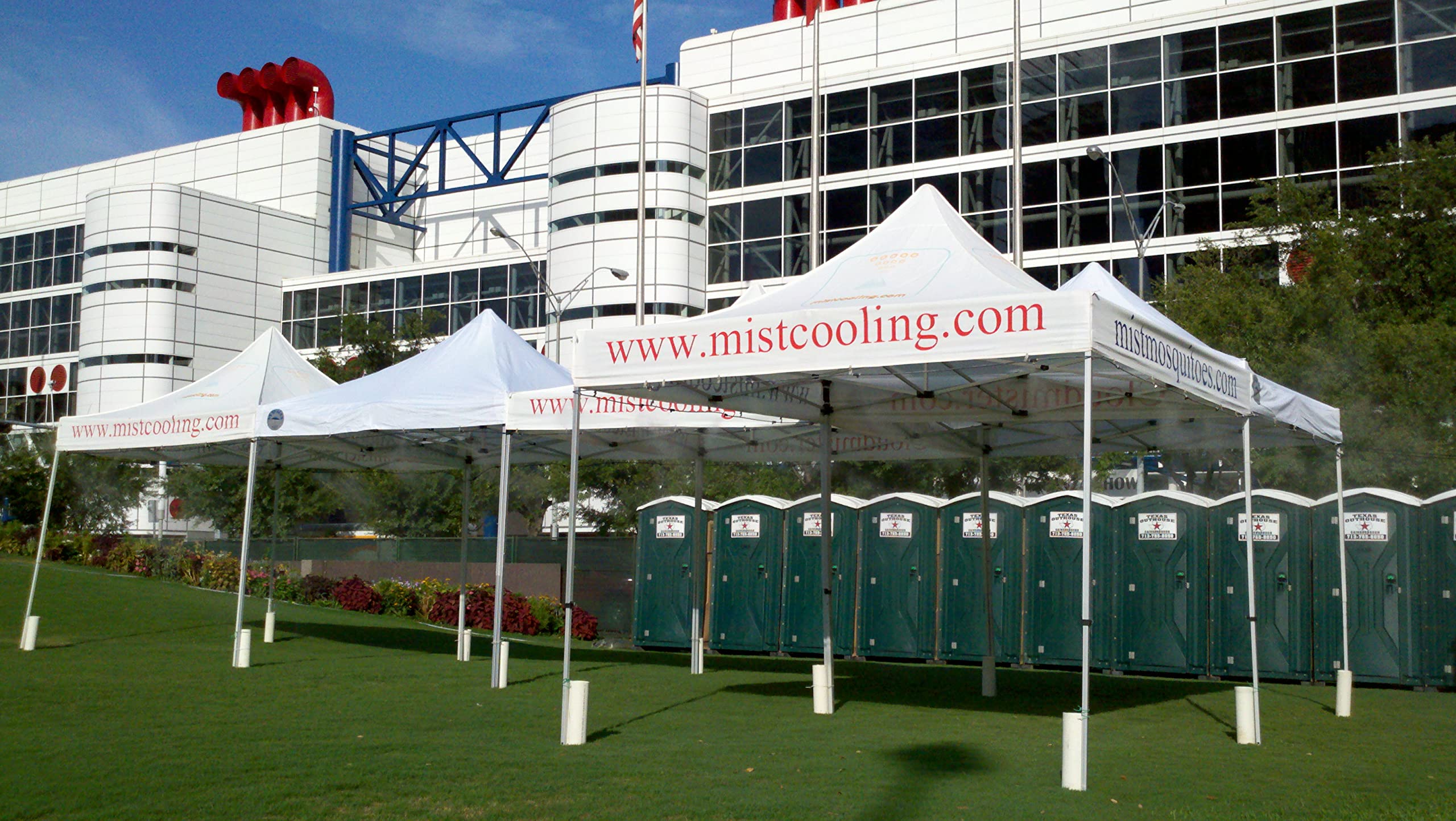 Misting Tent Blue Tent with Mist System for Outdoor Events with Low Pressure Misting