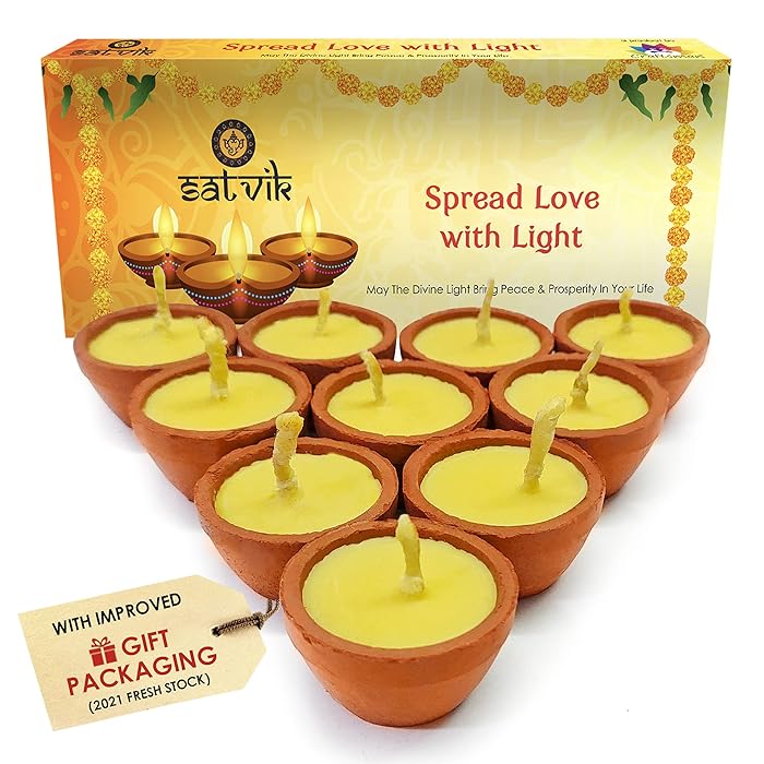 Buy SATVIK 60 Min Nitya Pujan Cow Ghee Wicks with Diya Wax Free for