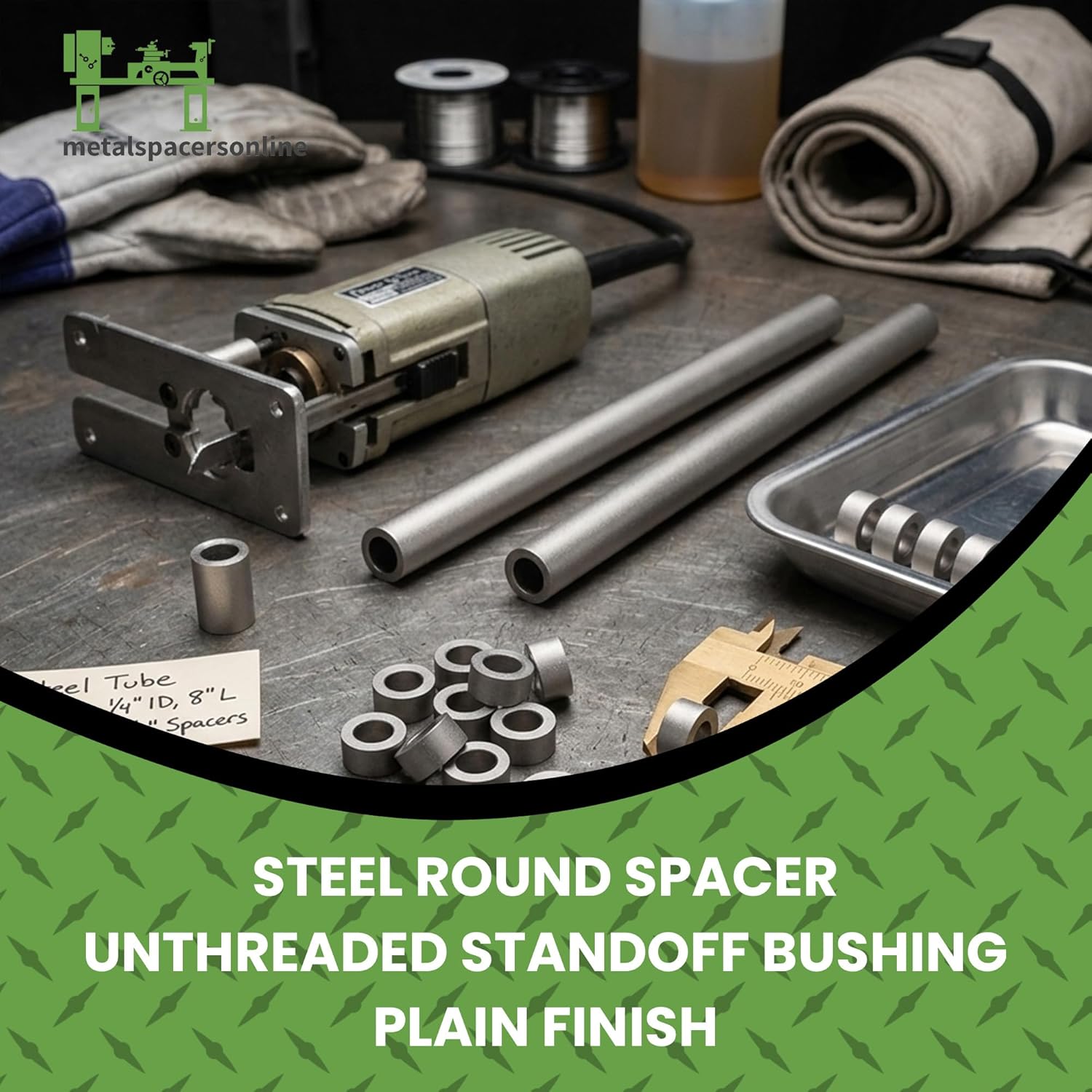 3/4" OD x 1/2" ID 8" Long (2 Pack) MetalSpacersOnline Round Steel Tube/Spacer Seamless Straight Pipe Tubing for DIY