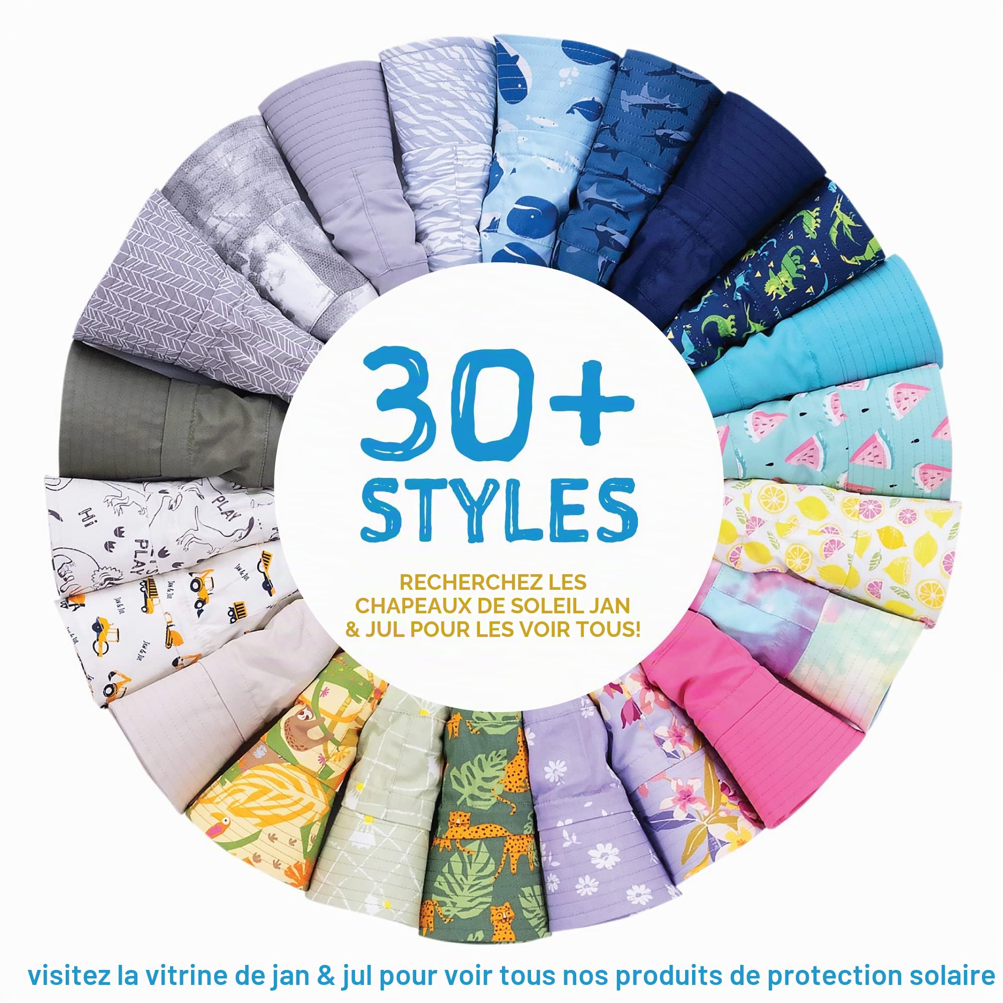 JAN & JUL Chapeau de soleil réglable en coton UPF 50+ pour enfant, 2-5 ans