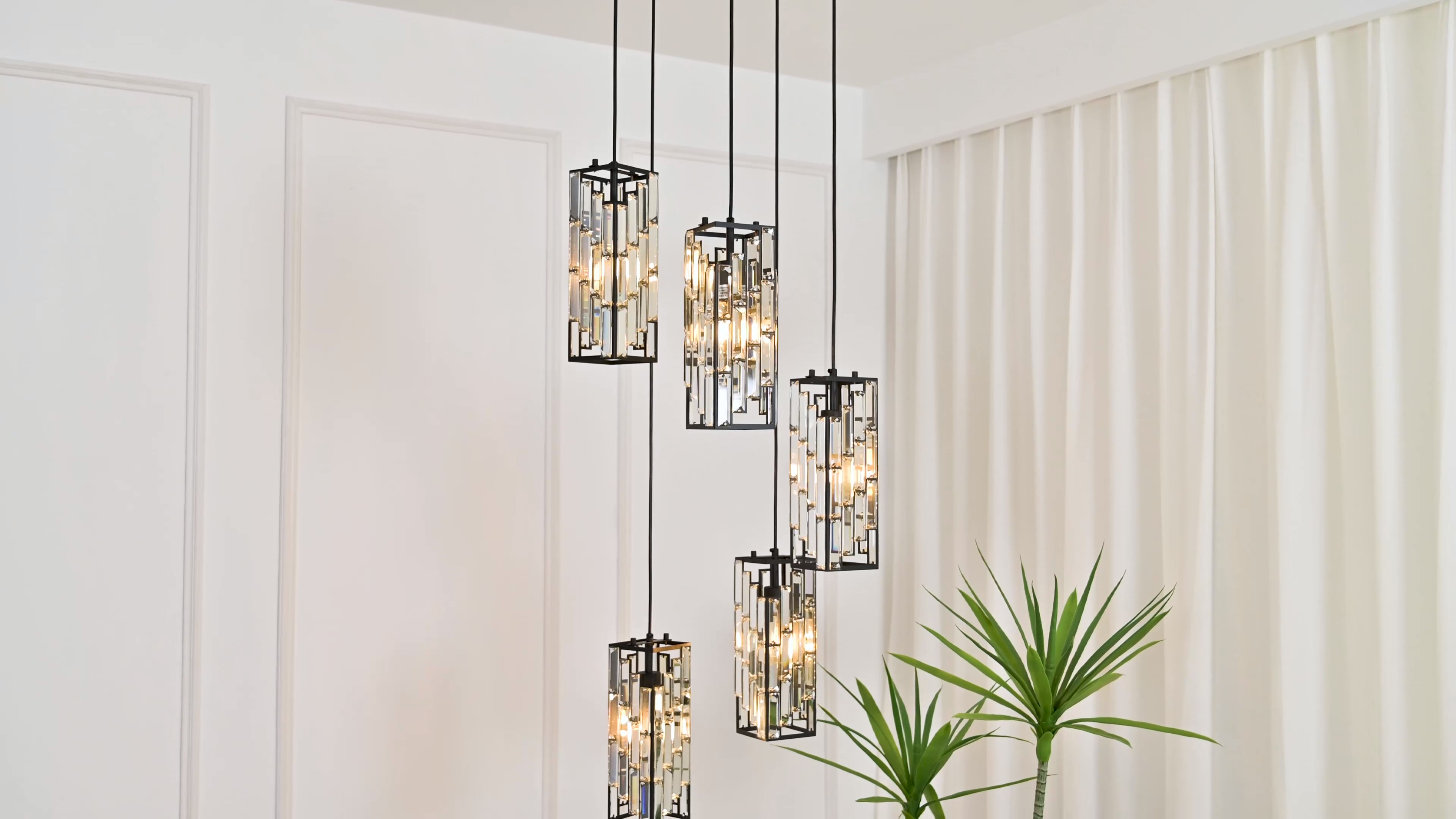 Image of Black Pendant Lighting Modern Pendant Light, Mini Crystal Chandeliers,Adjustable Pendant Light Fixture for Kitchen Island Dinning Room Bedroom (5 Light)