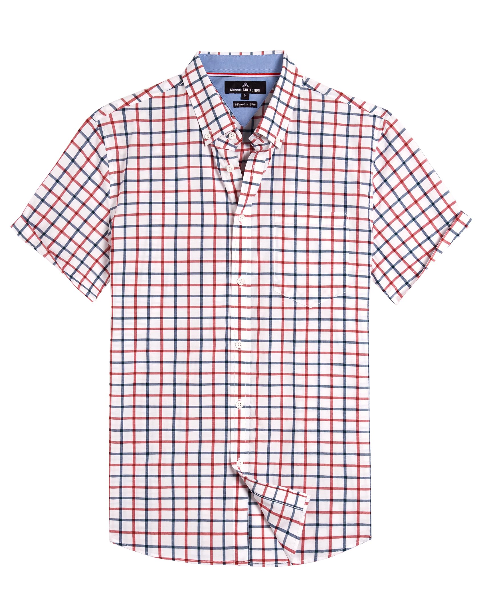 Alimens &amp; Gentle Plaid Mens Short Sleeve Button Down Shirts with Pocket