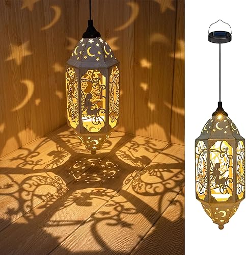 Miniatura 3 de Paquete de 2 faroles de hadas de bronce y faroles de hadas blancos para exteriores, impermeables, colgantes, luces solares de hadas para decoración