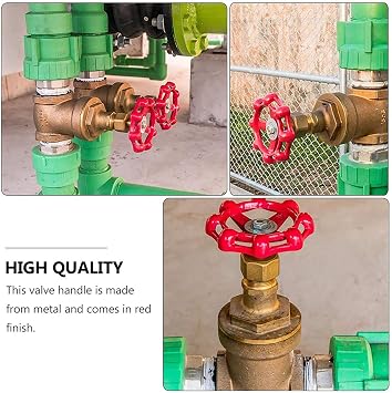 6Pcs 63mm/2.5 Replacement Gate Valve Handwheel-Hose Bib Handle Replacement-Water Spigot Handle- Valve Handle- Globe Valve Switch Handle,Metal Outside Faucet Round Wheel Handle(Red, Square Hole-7x7mm)