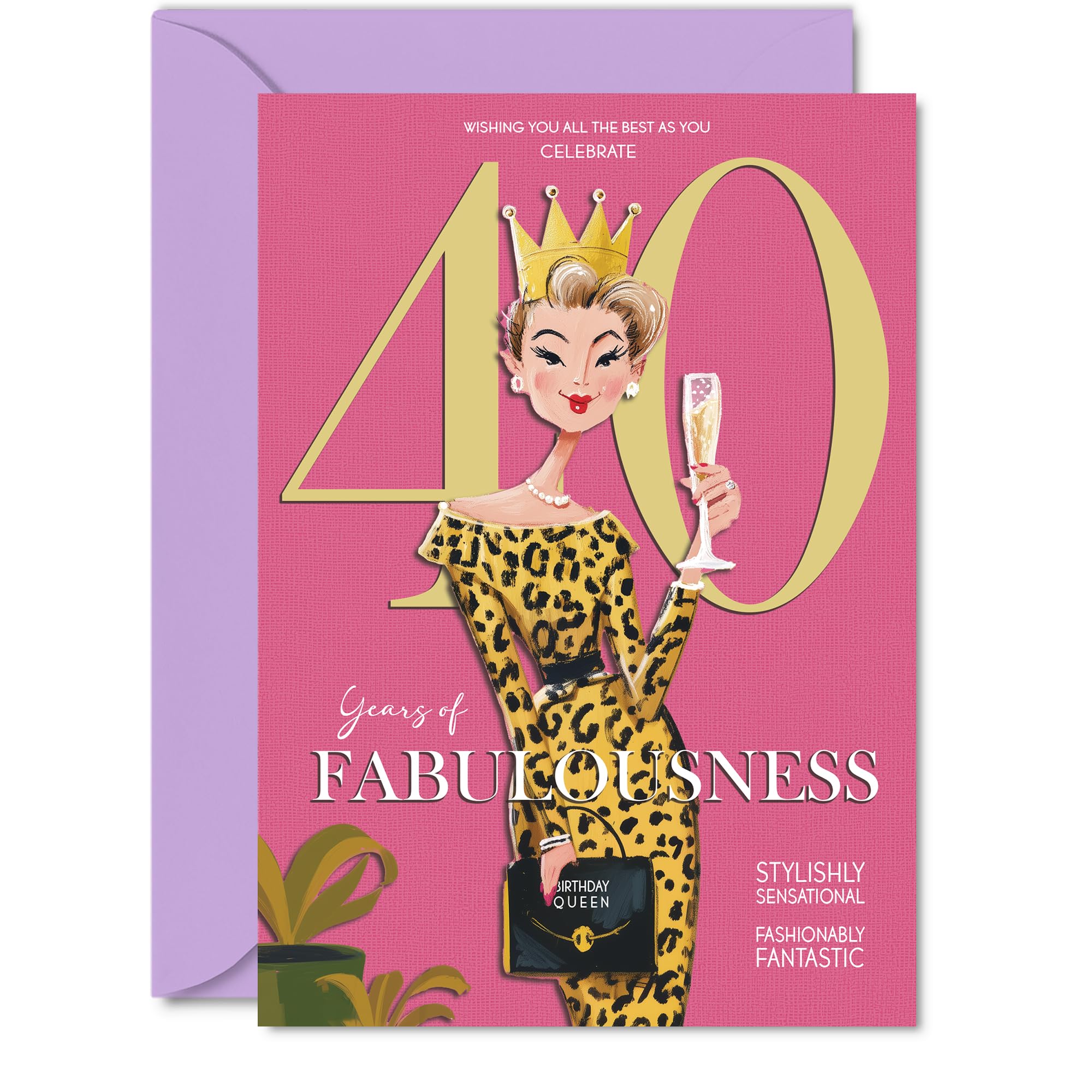 40th Birthday Cards for Women - Years Of Fabulousness - Happy Birthday Card for 40 Year Old Woman Colleague Auntie Sister Neighbour, 5x7 Inch Bday Greeting Cards