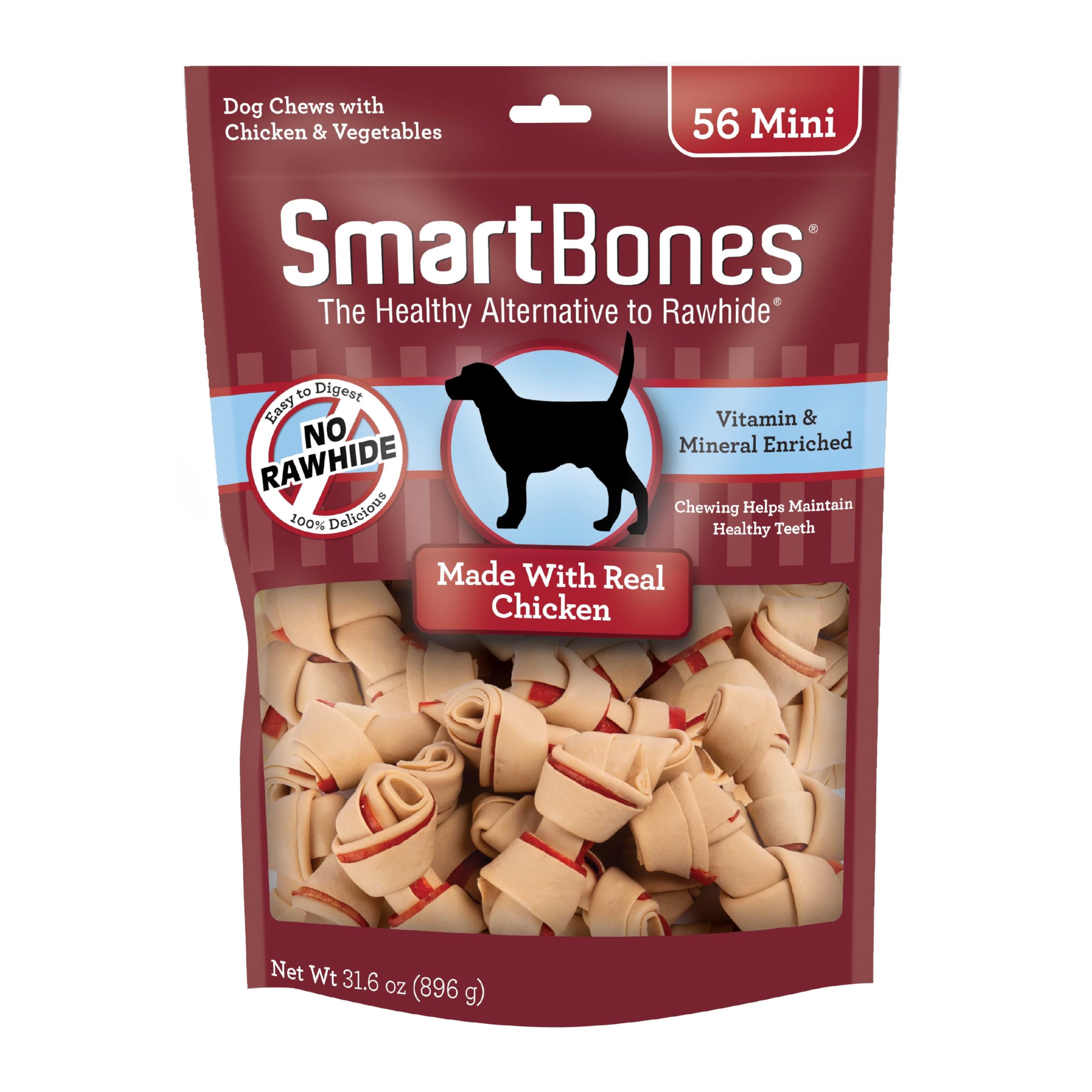SmartBones Mini Bones with Real Chicken 56 Count, Rawhide-Free Chews for Dogs