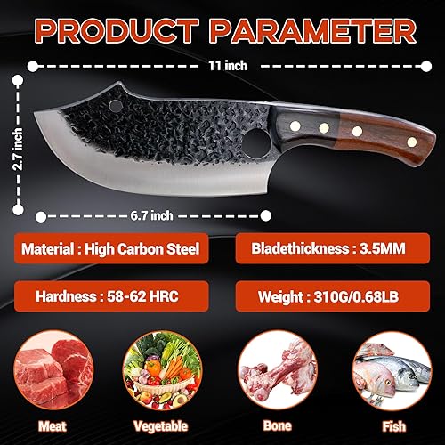 Miniatura 4 de ANLJNCC Cuchillo de carnicero para cortar carne con funda, cuchillo profesional para picar huesos, cuchillo de chef de mango completo, cuchillo