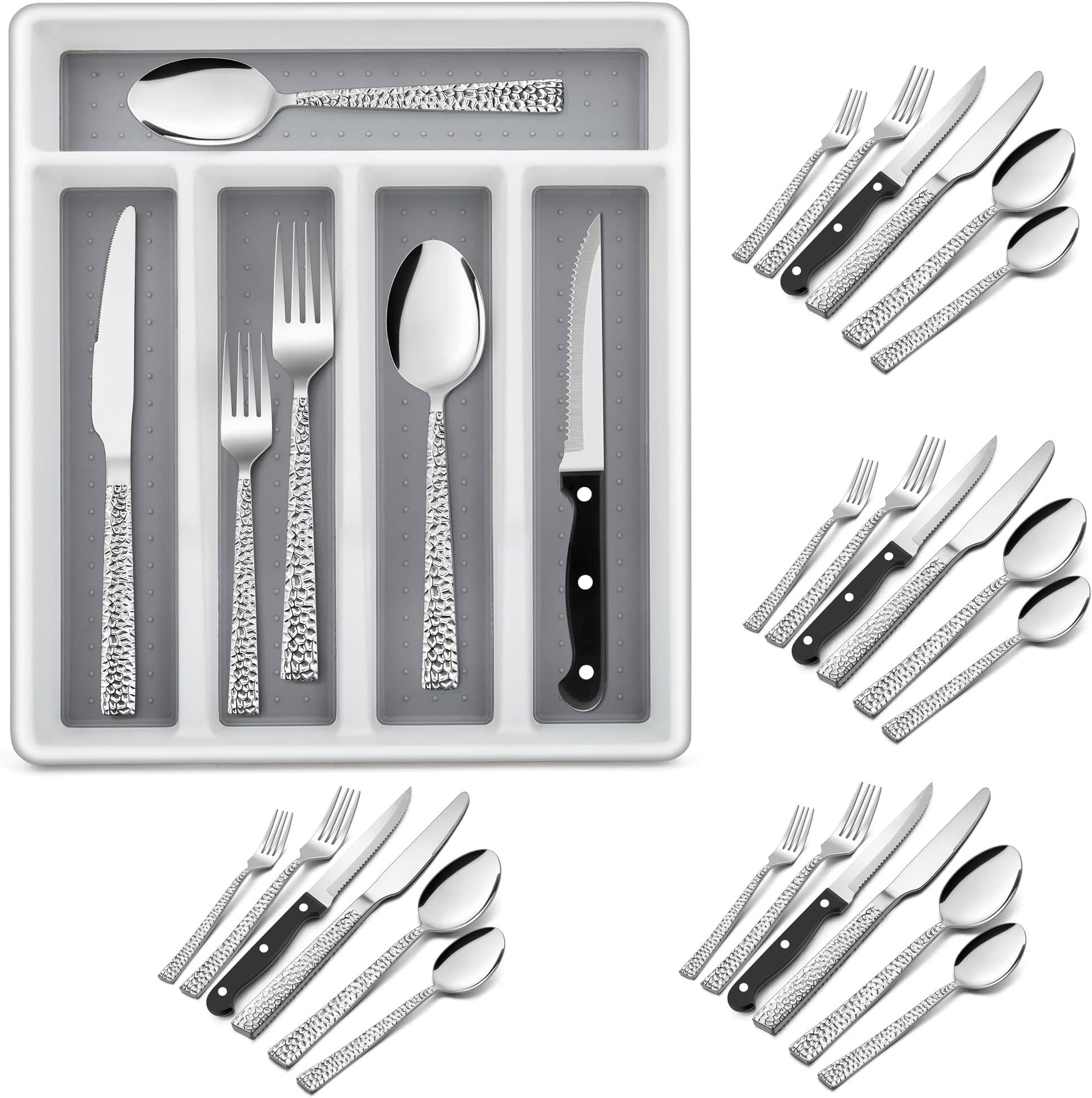 RayPard 24Piece Silverware Set, Flatware Set Mirror