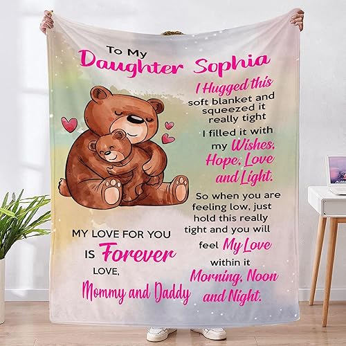 Manta personalizada para hija de papá, mamá a hija, regalos para hija de papá, mamá, regalos de cumpleaños para hija, para hija increíble de papá,