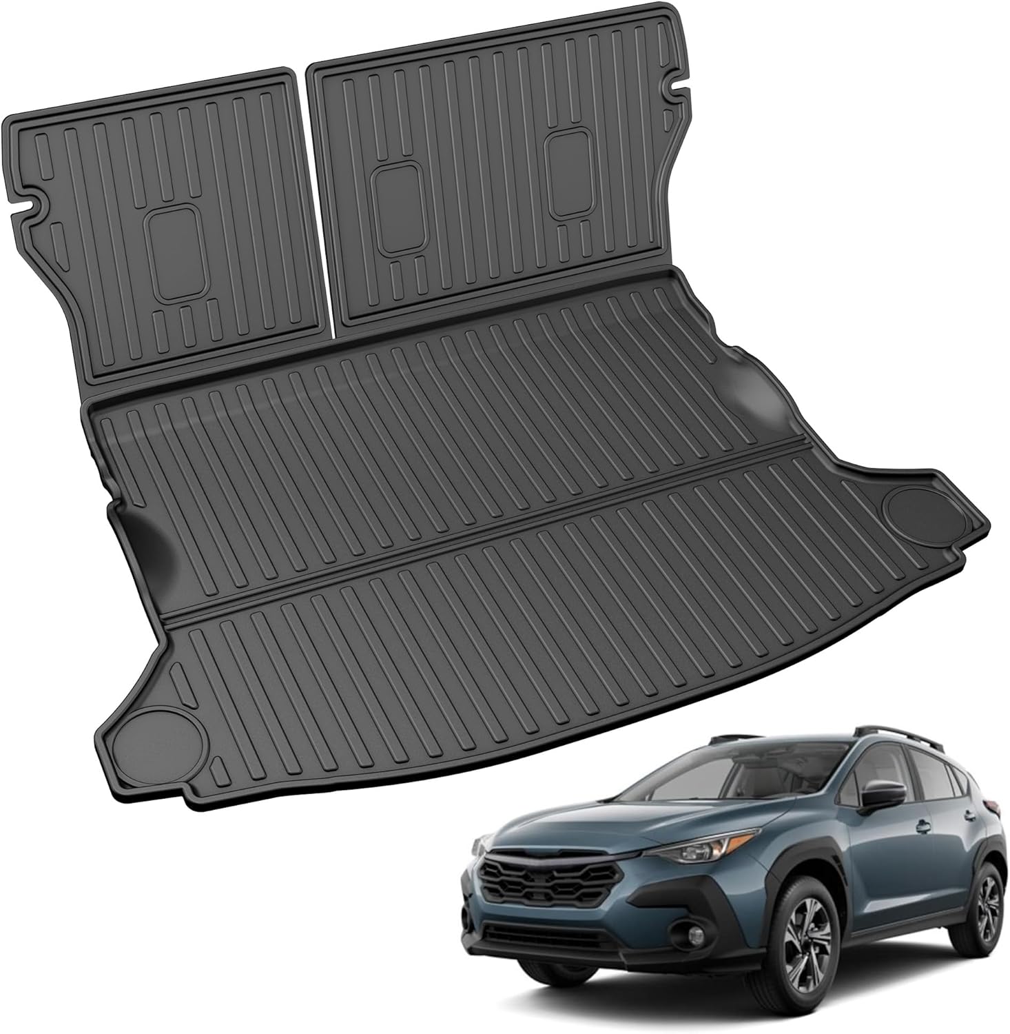AOMSAZTO Cargo Liner & Backrest Mat for Subaru Crosstrek Impreza 2024 2025, Custom Fit Trunk Mat Seat Back Cover - All Weather Trunk Liner Car Accessories Interior Protection Rear Cargo Mat
