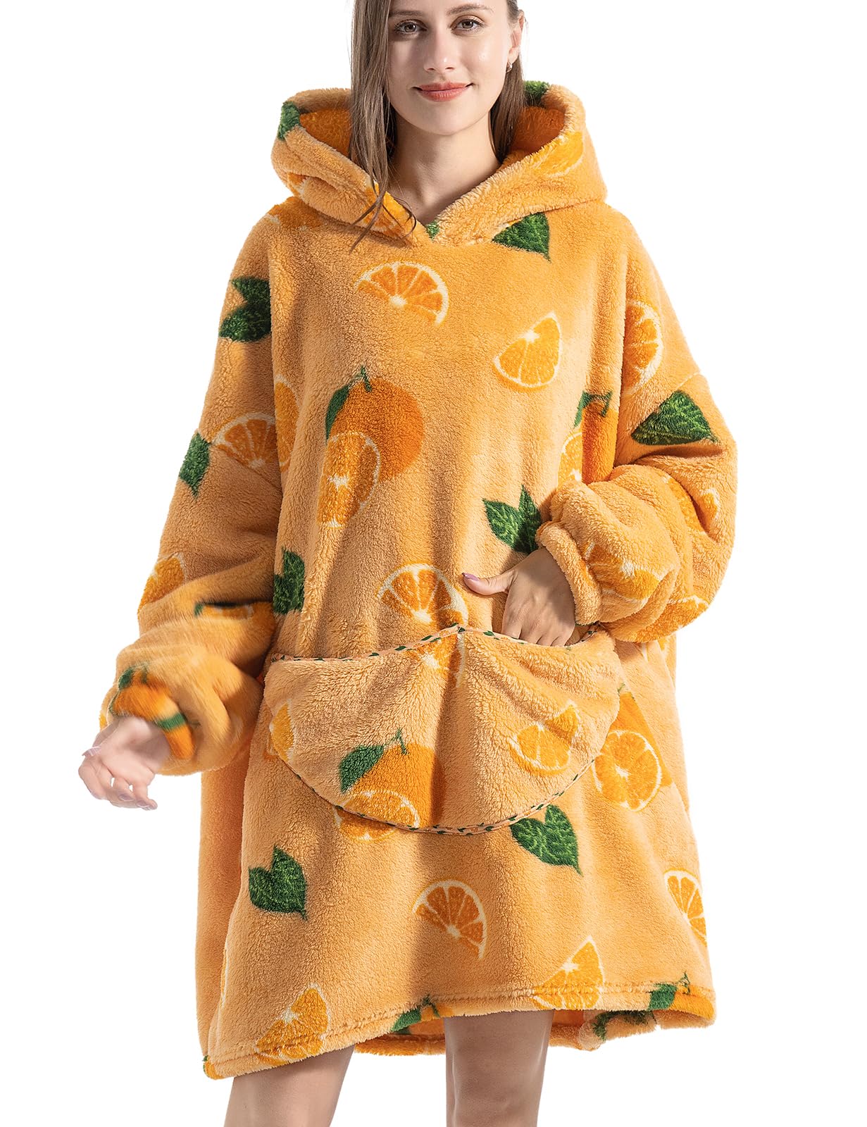 GoodtoU Felpa Coperta Oversize Con Cappuccio – Donna – Morbida Sherpa Con Tasca – Motivo Cervo Bosco
