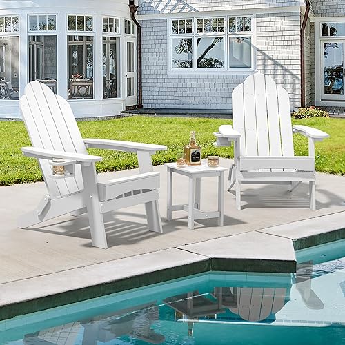 Miniatura 29 de LUE BONA Juego de sillas plegables Adirondack de 6, sillas de patio resistentes al fuego de color marrón oscuro HDPS, sillas modernas de plástico