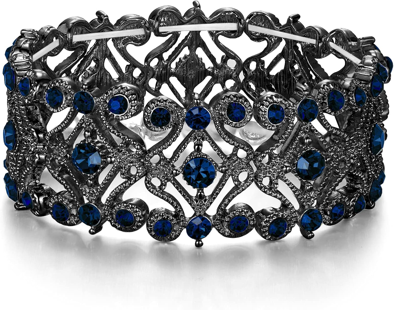 BriLove Women's Wedding Bridal Crystal Cluster Tennis Stretch Bracelet