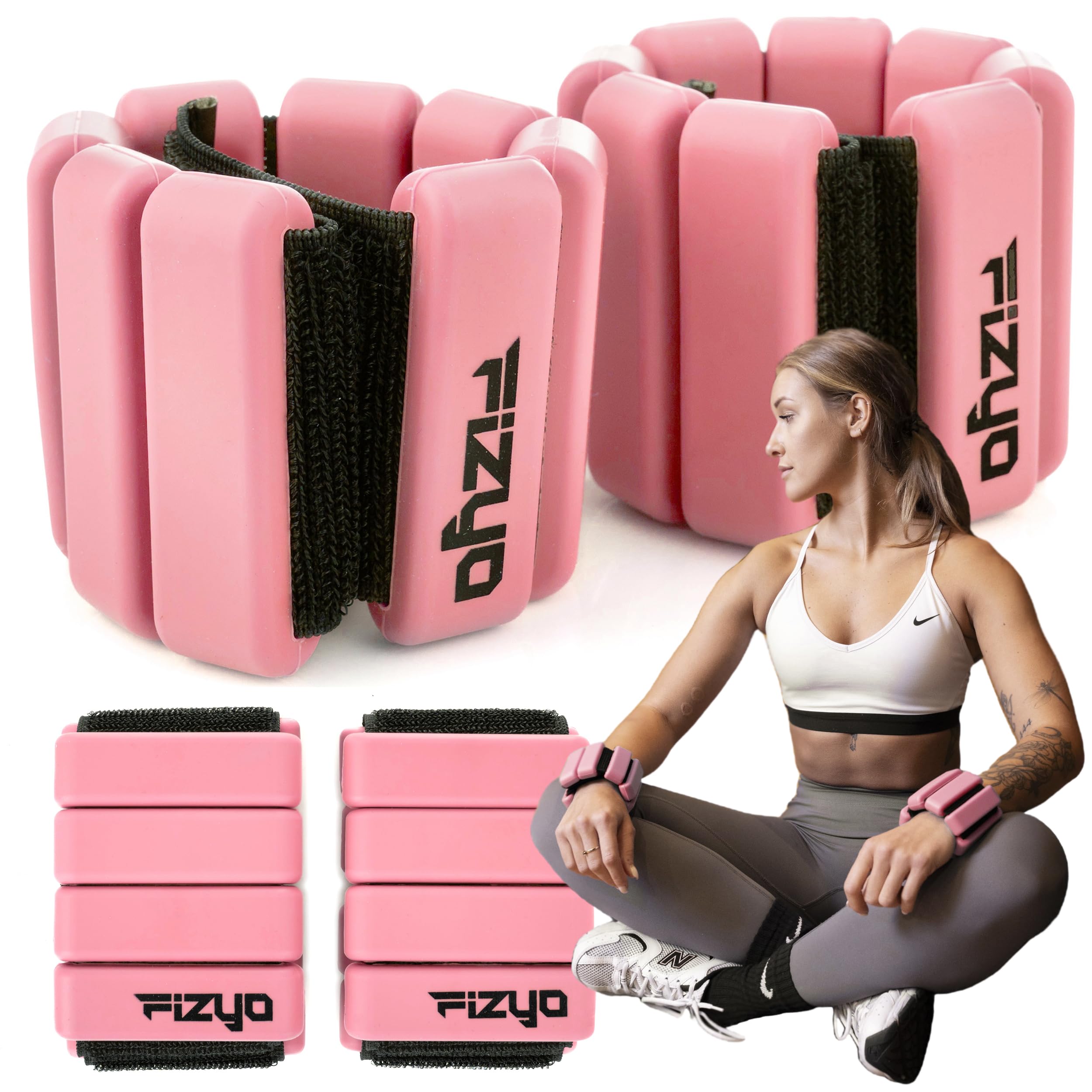 Fizyo Lot De 2 Poids De Poignet Réglables – Lot De 2 Poids De Poignet Et De Cheville Portables Durables Pour Yoga, Danse, Barre, Pilates, Cardio, Aérobic, Marche (vert, 900 G