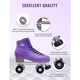 PAPAISON Roller Skates for Women and Girls, Deluxe 2 Layer Microfiber Leather Double Row-Classic Roller Skates for Men, Professional Outdoor Indoor Quad-Skates for Kids & Adults