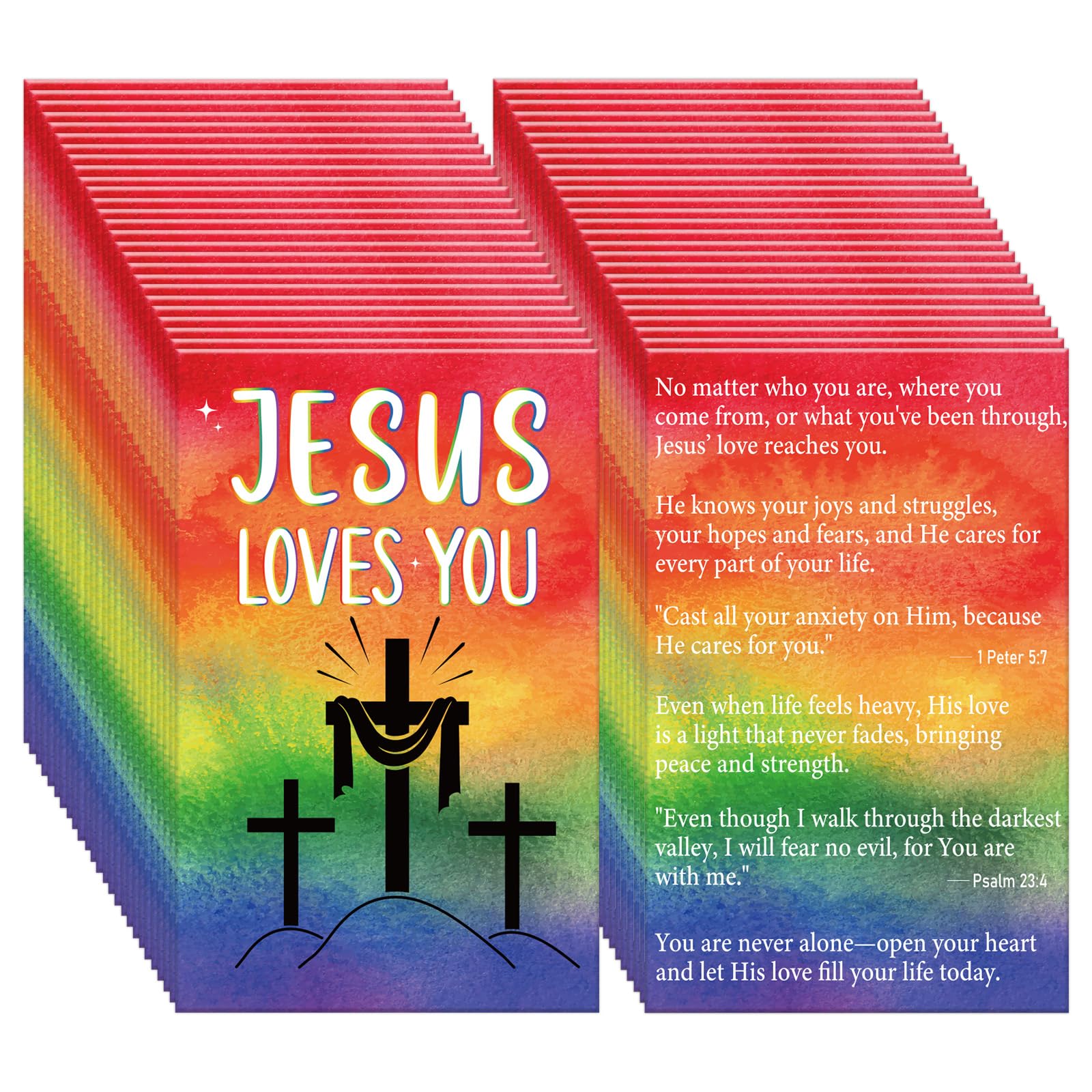 cosmisun Gospel Tract Card Plan of Salvation 240 Pcs Jesus Loves You Cards Pocket Holy Postcards Religious Christian Gospel Tracts Bookmark Prayer Gifts for Women Men Party Sunday School Church โ image 1