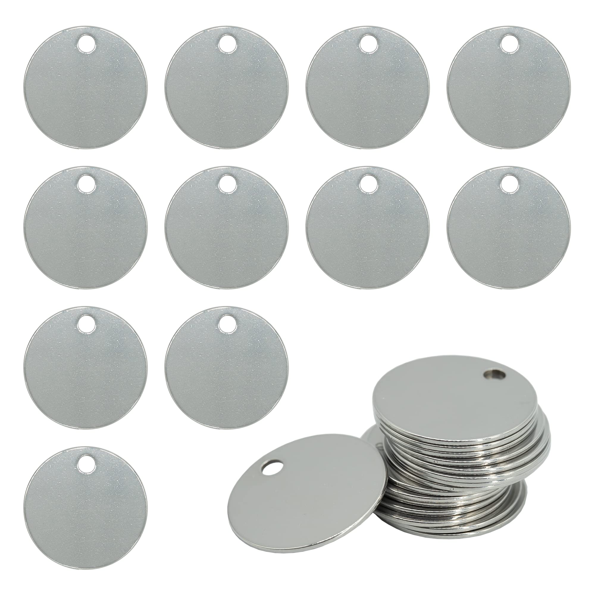 StayMax 1 Inch Round Metal Engraving Blanks Stamping Blanks Stainless Steel Blank Tags 25 Pack