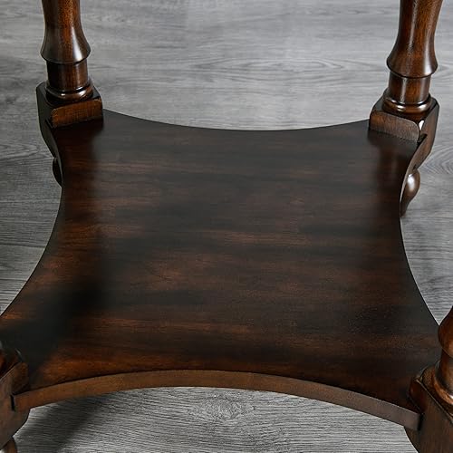 Miniatura 9 de LEEMTORIG Oval Round End Table with Drawer, 2-Tier Solid Wood End Tables, Victorian Antique Nightstand Bedside Table for Bedroom Office Living Room,