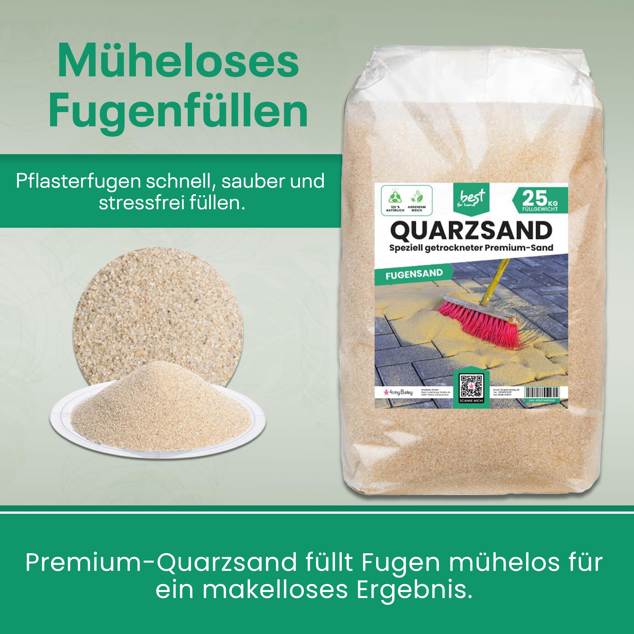 Sabbia per fughe da 25 kg: sabbia fine al quarzo per fughe strette, anti-erbacce, componenti organici, varie grane, ideale per la casa (0,8-1,4 mm)