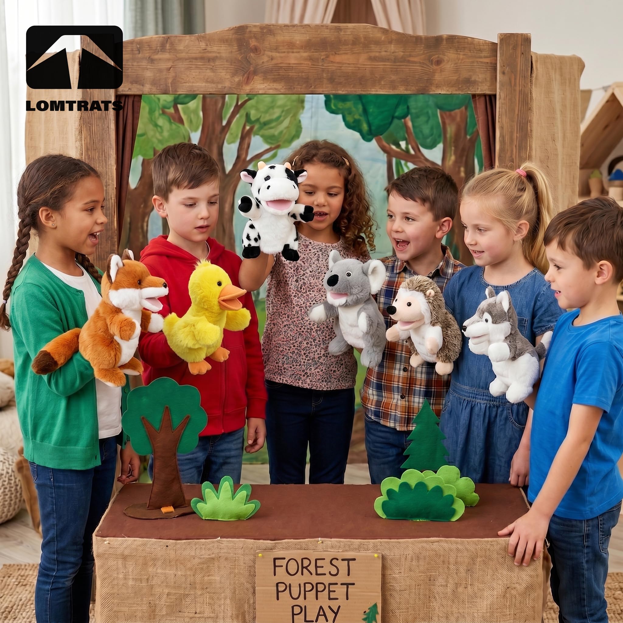LOMTRATS 2026 Marionetas de Mano de Animales con Boca Abierta móvil para niños, Lobo, león, etc Contar Historias, enseñar, Preescolar, Regalos de cumpleaños - 5