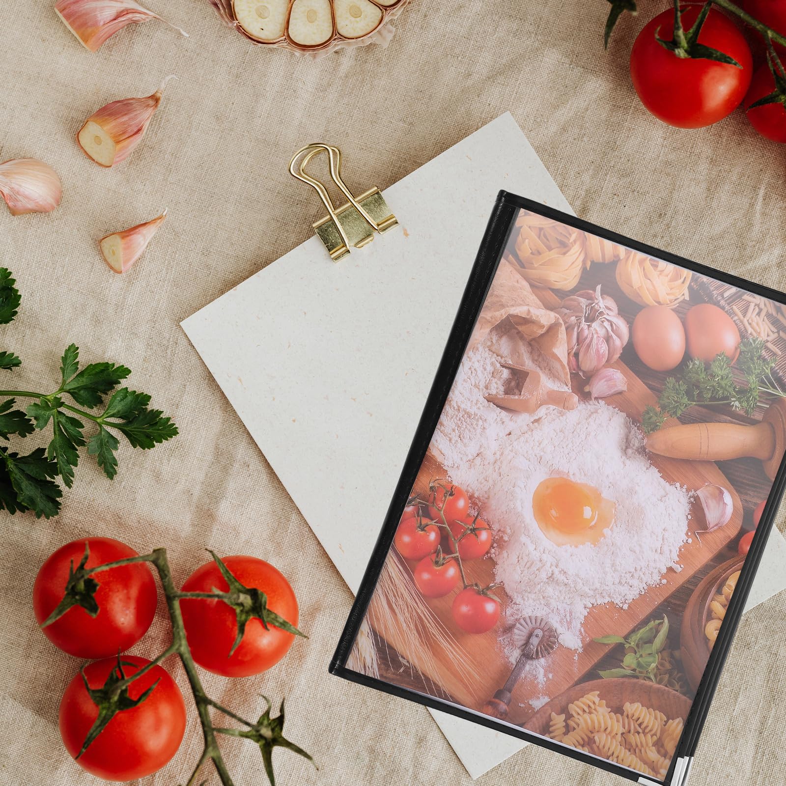 Yardenfun Portamenús de Plástico Blanco para Restaurante y Cafetería 6 Páginas y Diseño Moderno, Resistente y Versátil para Listas de Vinos y Menús