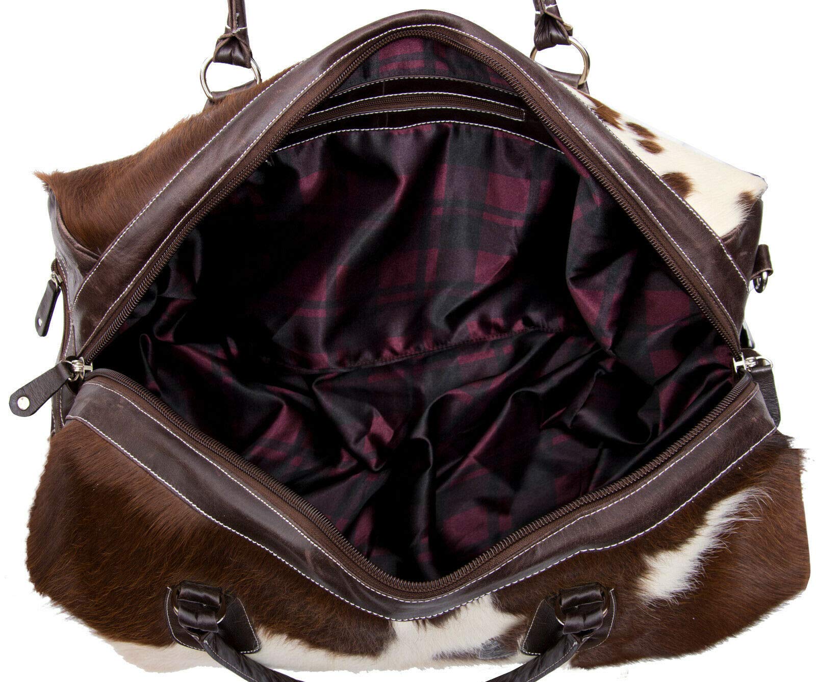 Bolso Holdall de Cuero Marrón Genuino Piel de Vaca y Fin de Semana Duffel Viaje