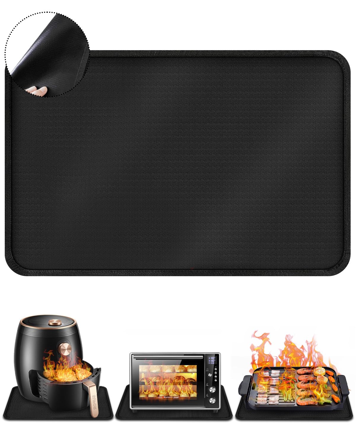 ZephyrCraft Heat Resistant Silicone Mat 60x40 cm, Fireproof Mat for Coffee Machine, Non-Slip Table Mat, Craft Mat and Heat Protection Mat for Kitchen