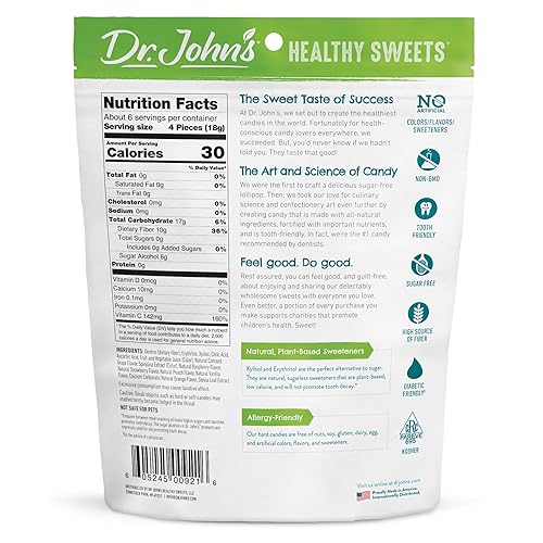Miniatura 2 de Dr. John's - Caramelos sin azúcar, dulces duros saludables con cero azúcar, aperitivos bajos en calorías, aptos para keto, vegano, sin gluten