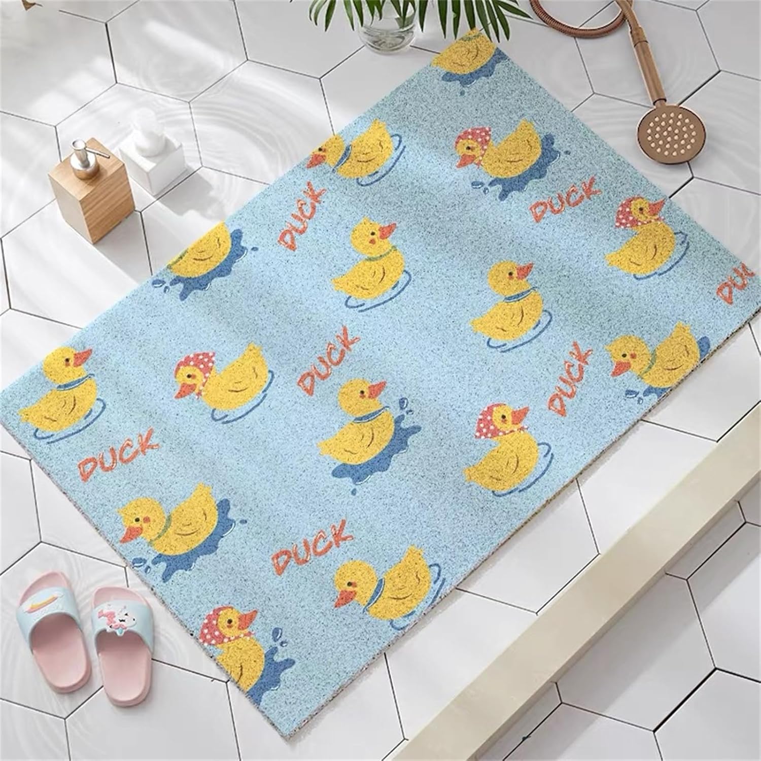 Wysokiej klasy Szybkoschnąca Mata Prysznicowa Z Gumową Gąbką(Yellow Duck,50x80cm)