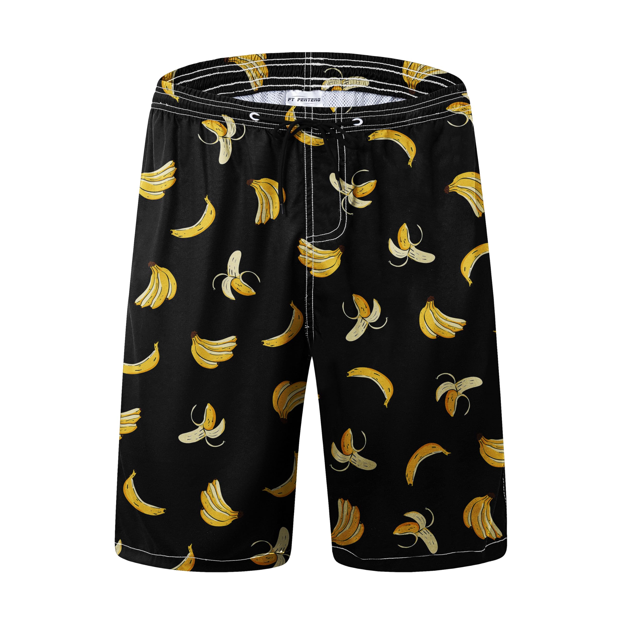 FT FENTENG Mens Swim Trunks Quick Dry Board Shorts with Mesh Lining, Breathable Surf Beach Shorts Swimwear Bathing Suits