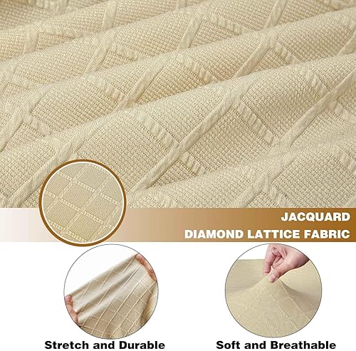 Miniatura 2 de Fundas de cojín para sofá, funda de cojín elástica para sillón, sofá de 1 asiento, jacquard de celosía de diamantes con banda elástica (1 funda de