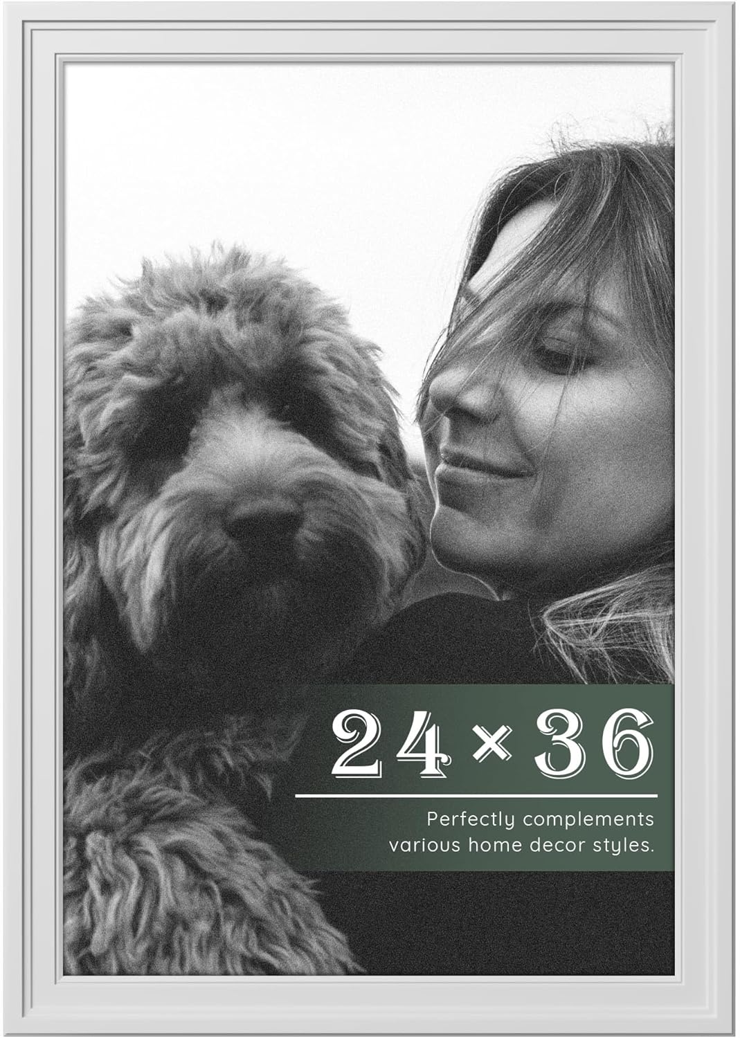 PEALSN Solid Wood 24x36 Poster Frame, White Poster Frames 24 x 36 inches for Wall Mounting Display.