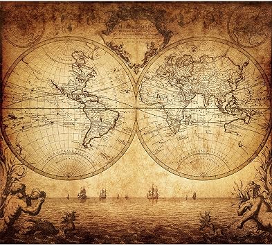 Meishe Art Poster Print World Map Vintage Old Nautical Sailing Ship Map Decorative Educational Home Wall Decor 18"X16"