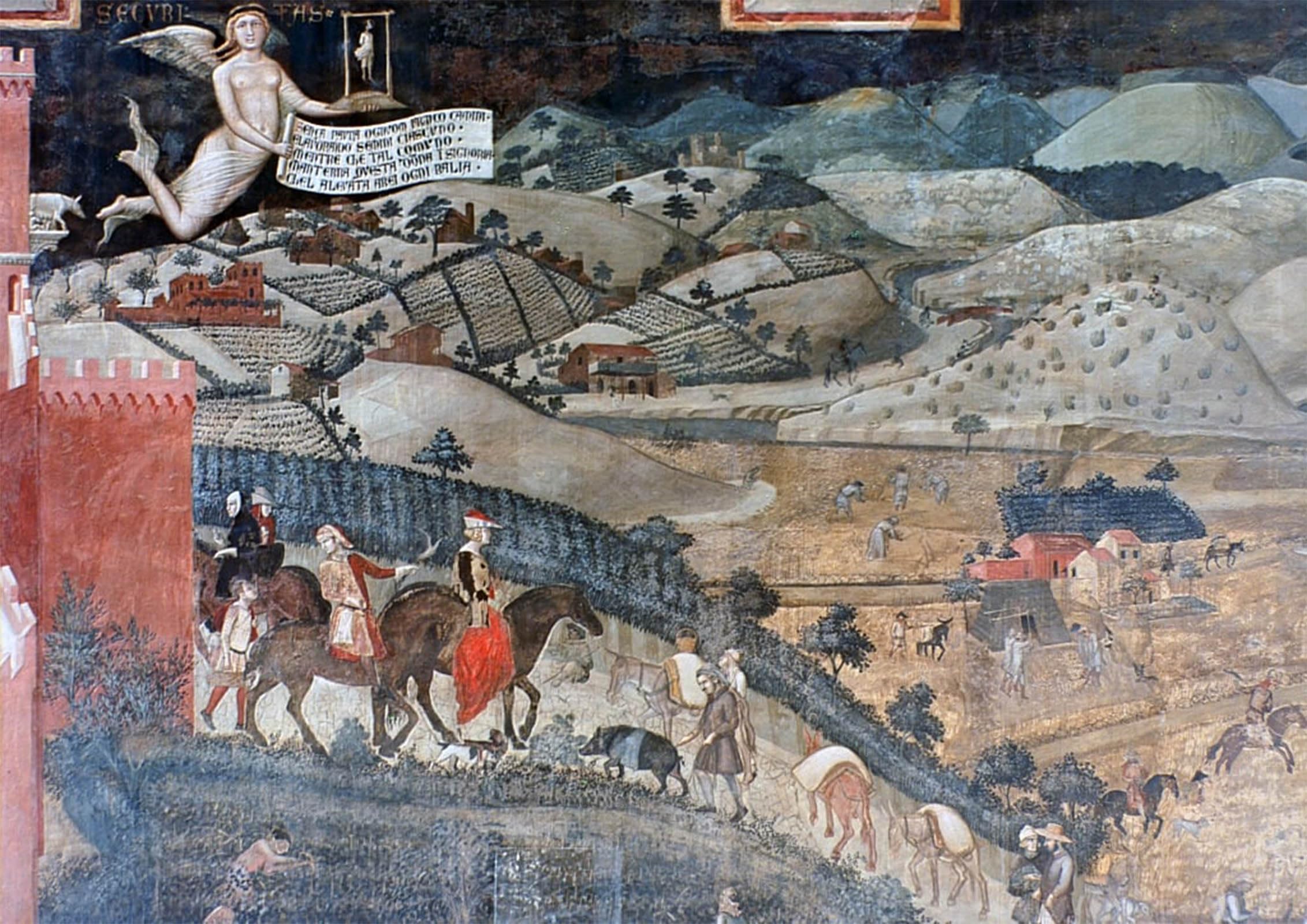 ARTXLXXBN Famous Painting Art Wall Decor Abstract Art Picture the Effects of Good Government in the Countryside by Ambrogio Lorenzetti Animal Pictures for Home Decor 60x90cm