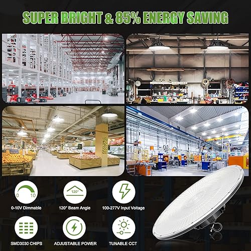 Miniatura 5 de Luces LED UFO de alta bahía de 150 W, 100 W, 80 W, ajustables, 3000 K, 4000 K, 5000 K, 140 LMW, regulable, luz LED de tienda de alta bahía UL DLC