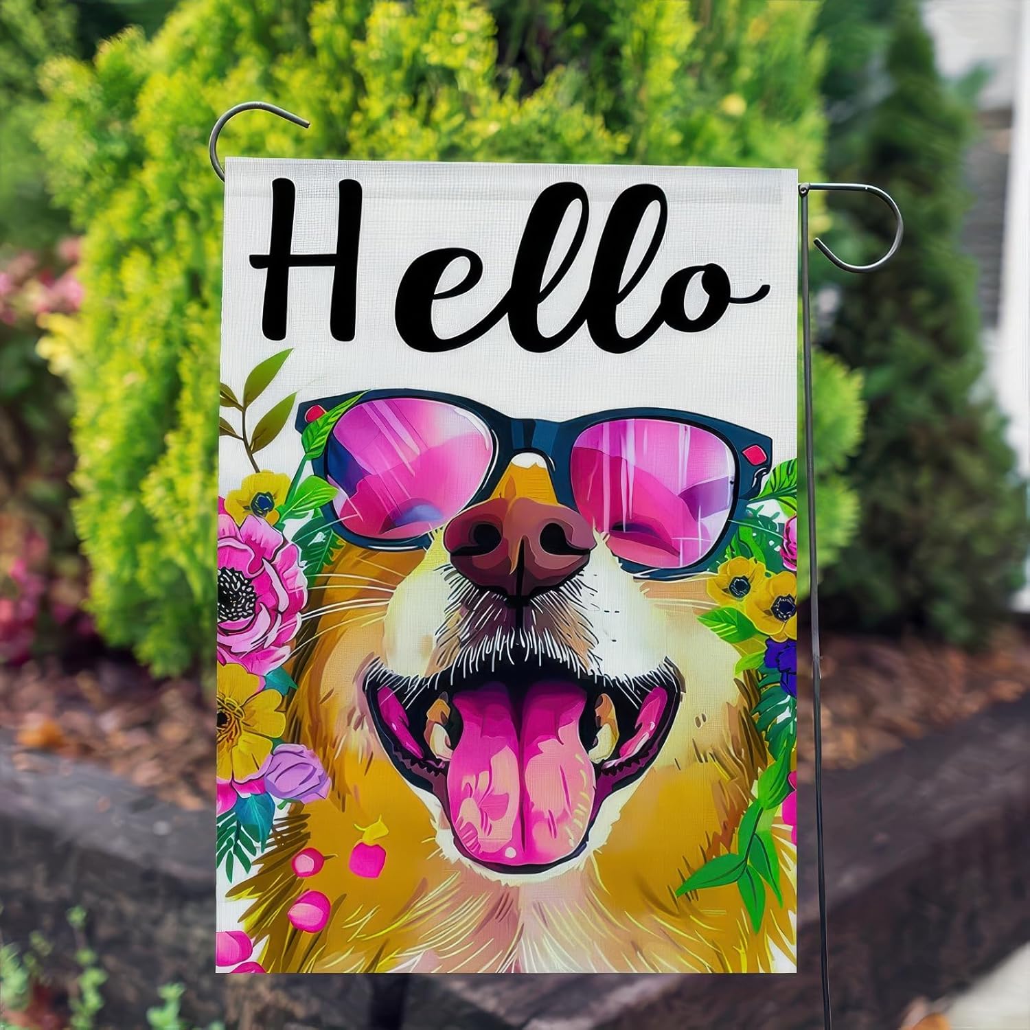 Golden Retriever Garden Flag 12x18 Double Sided - Hello Summer Dog Garden Flags for Outside, Welcome Golden Retriever Yard Flag, Spring Summer Outdoor Dog Decor Banner - Image 6