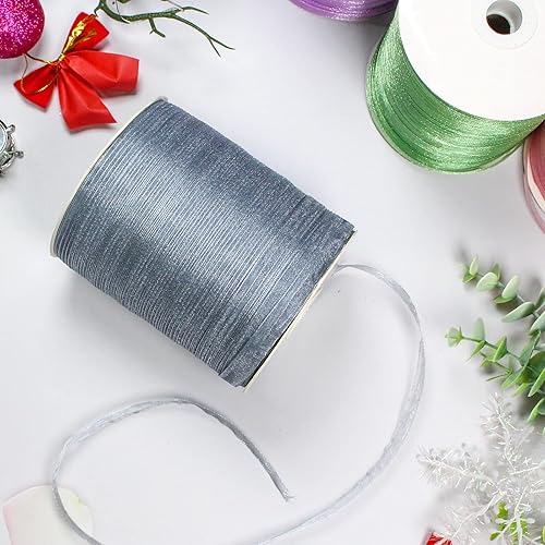 Miniatura 10 de Cinta de organza verde hierba de 1 pulgada para envolver regalos, cinta de gasa transparente artesanal de 100 yardas para bodas, envoltura de