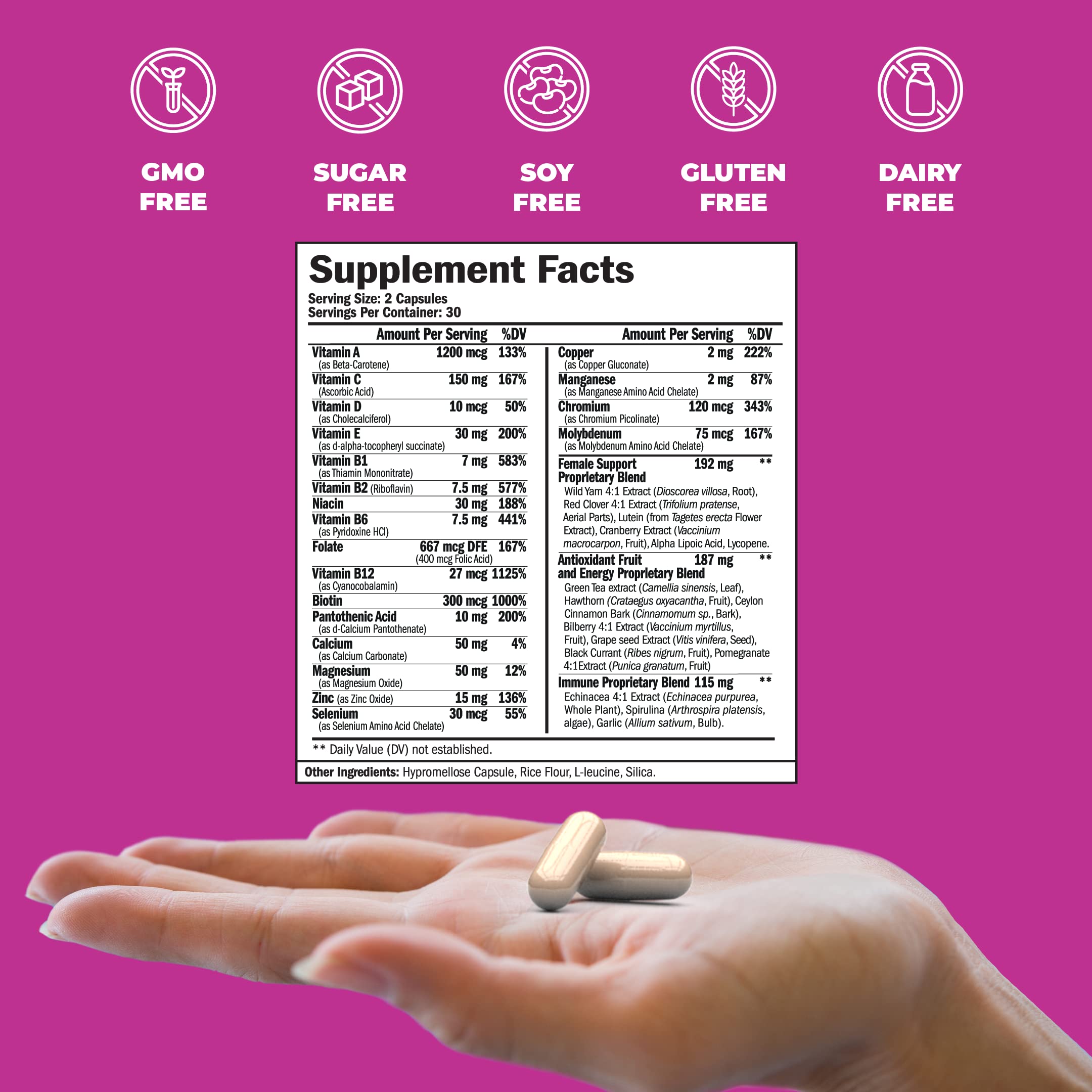 Women's Multivitamin Supplement Daily Vitamins and Minerals with