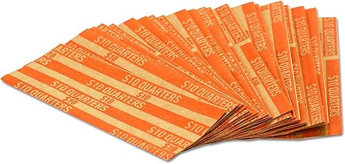 MMF Industries Envoltura plana para monedas, 1000 por caja (216020016), cuartos, naranja