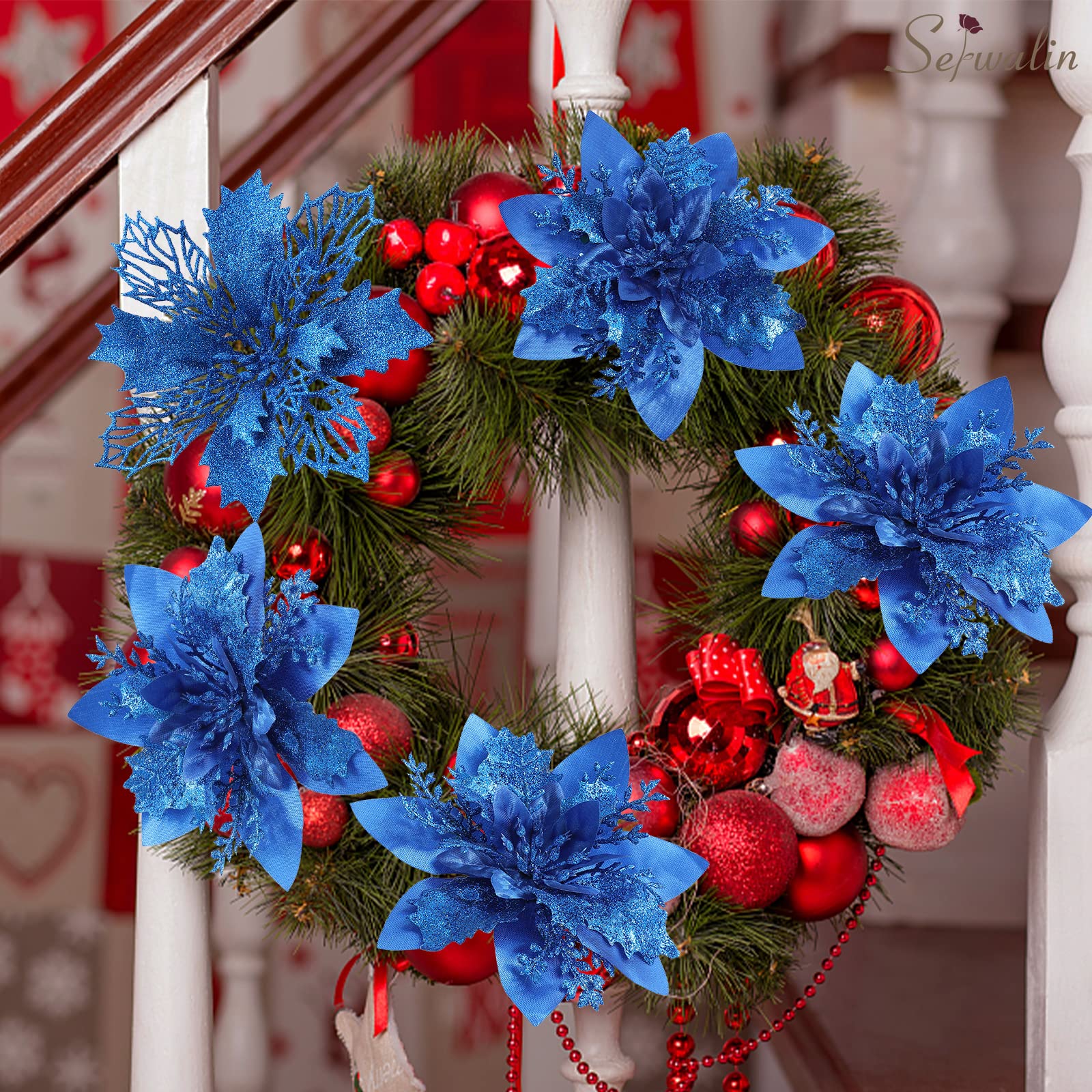 クリスマスツリー飾り 人工花 造花 クリスマス花 フラワー オーナメント 青 ⭐️注意✨ クリスマスツリー 飾り 造花 クリスマス 花 フラワー