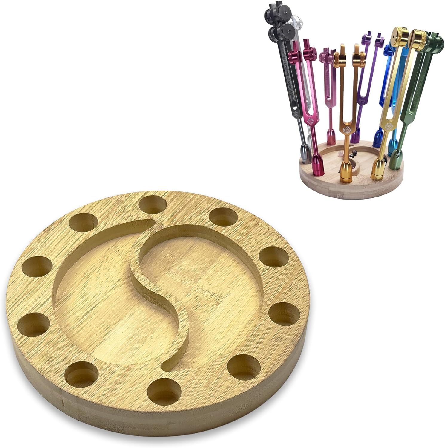 10pc Boot Holder for Sound Healing – Wooden Organizer for Weighted Tuning Forks | Gemstone Boot Storage Stand for Sound Therapy Accessories | Capacity: Holds 10 Boots