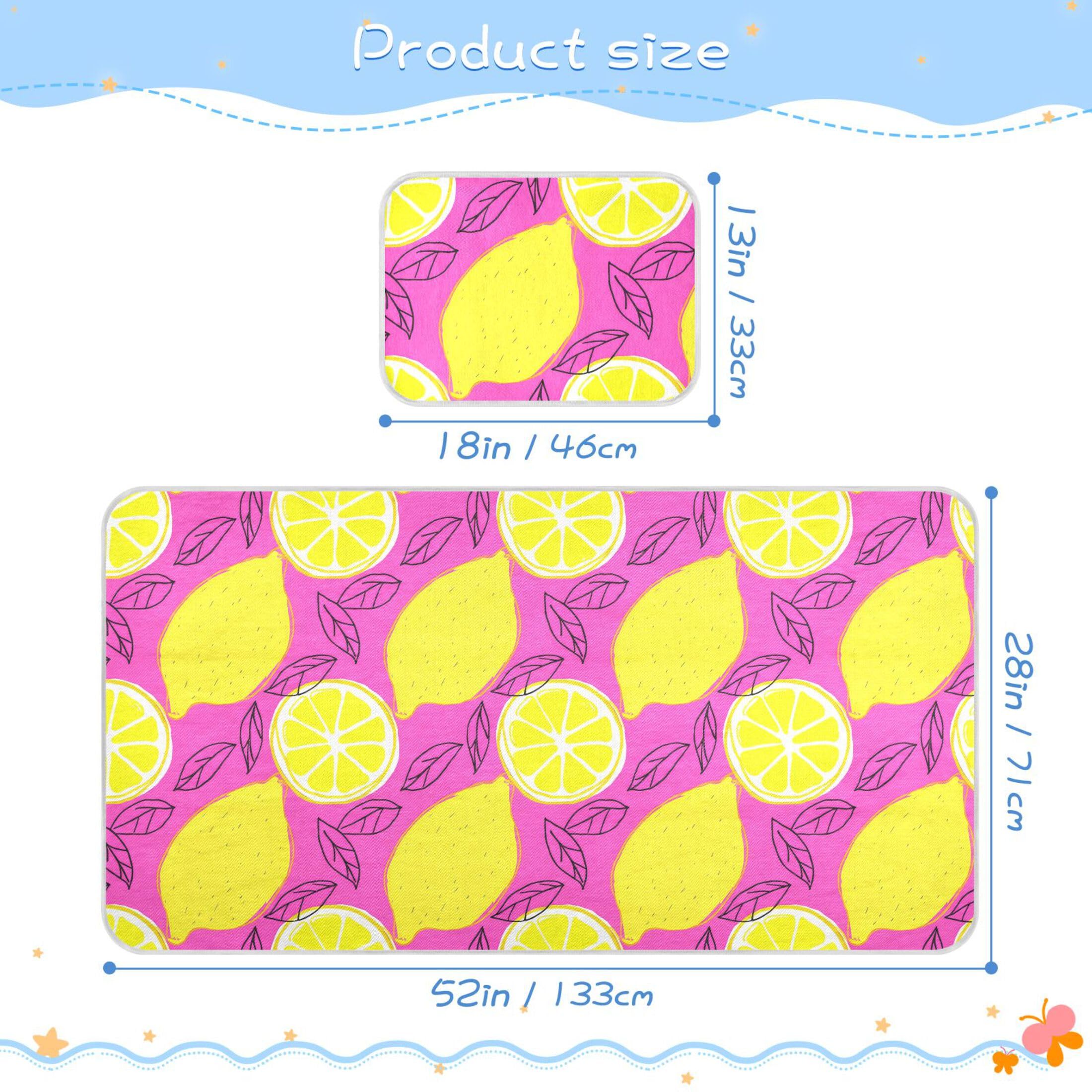Takiito Lemons Baby Cooling Mattress Pad, Soft & Breathable Cooling Mat Keep Baby Cool in Summer 28x52 in, Nursery Essential