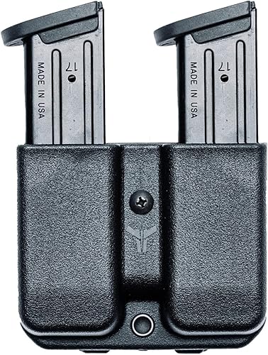 OWB - Bolsa doble para Glock 17, 19, 22, 23 y más, fabricado en Estados Unidos, portador de cargador doble con clip de fijación para cinturón
