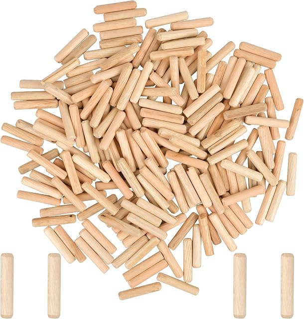 200PCS Dowels Wooden, 6mm x 30mm Wooden Dowel Pins Hardwood Dowels Wood Plugs Twill Fluted Dowel Pins Grooved Dowels Plugs Fluted Pin Wood, for Furniture Woodwork