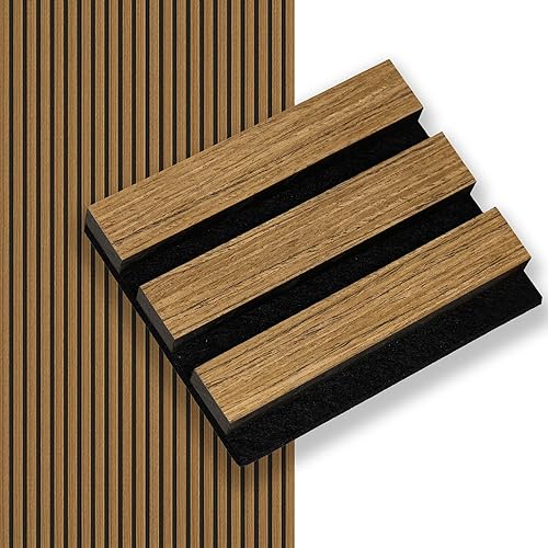 Miniatura 36 de Smartstandard Paquete de 4 paneles de pared de listones de madera de 106 x 12.6 pulgadas, paneles de pared de madera insonorizados, paneles de