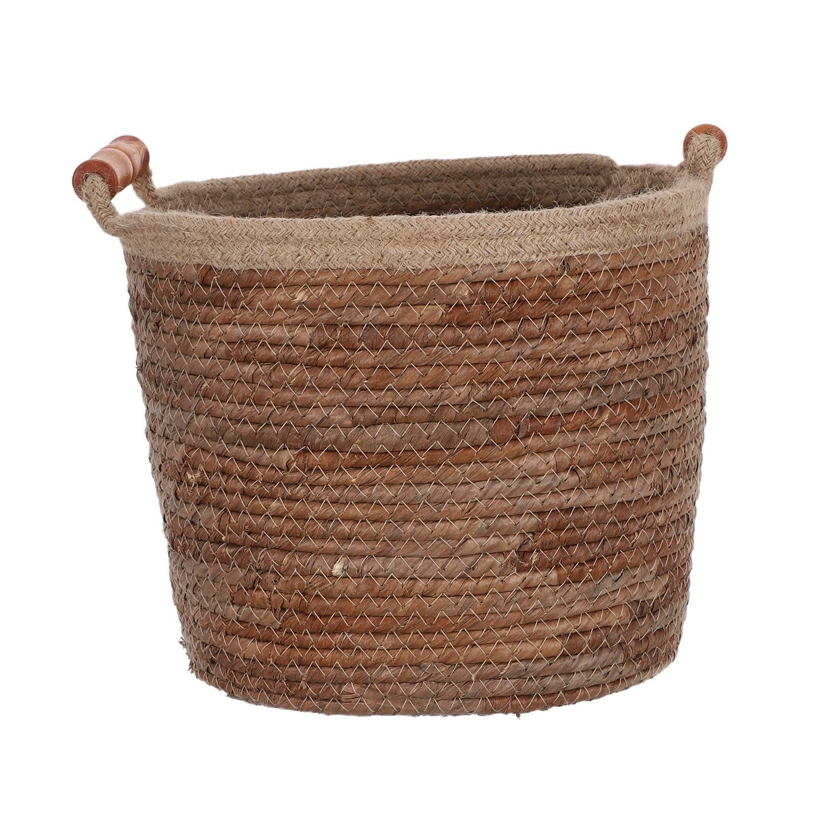 Cesta de Almacenamiento Tejida Bohemia Mediana 26x22 con Asas