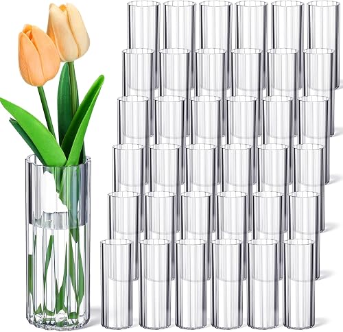 36 Pcs Plastic Small Vases for Centerpieces, 5.5 Inch, Cylinder