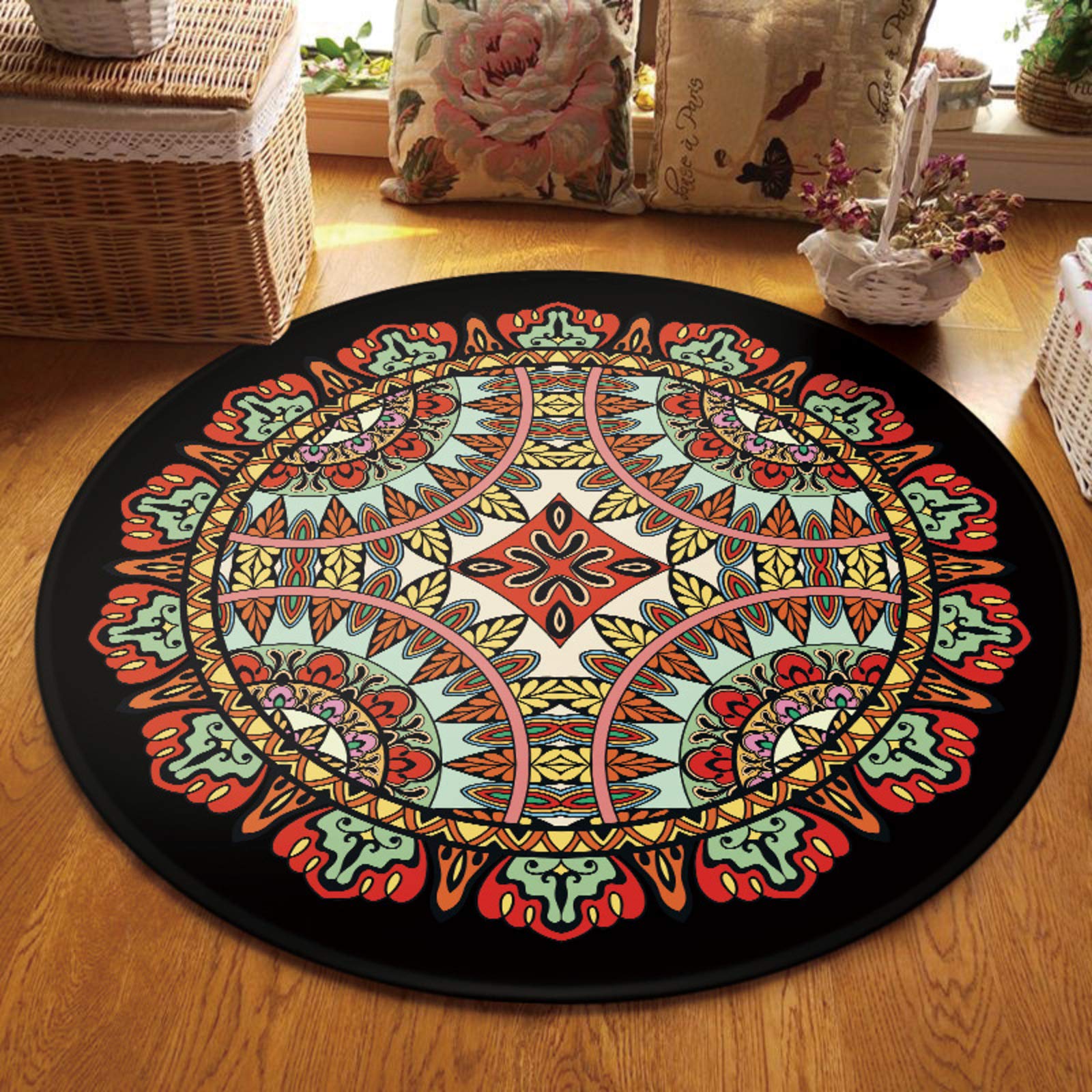 Kup stylowy dywan, nowoczesny dywan, odporny na plamy odporny na poślizg, krótki stos wielofunkcyjny sypialnia salon nocny, nadruk super miękkie dywany-ja średnica 60 cm