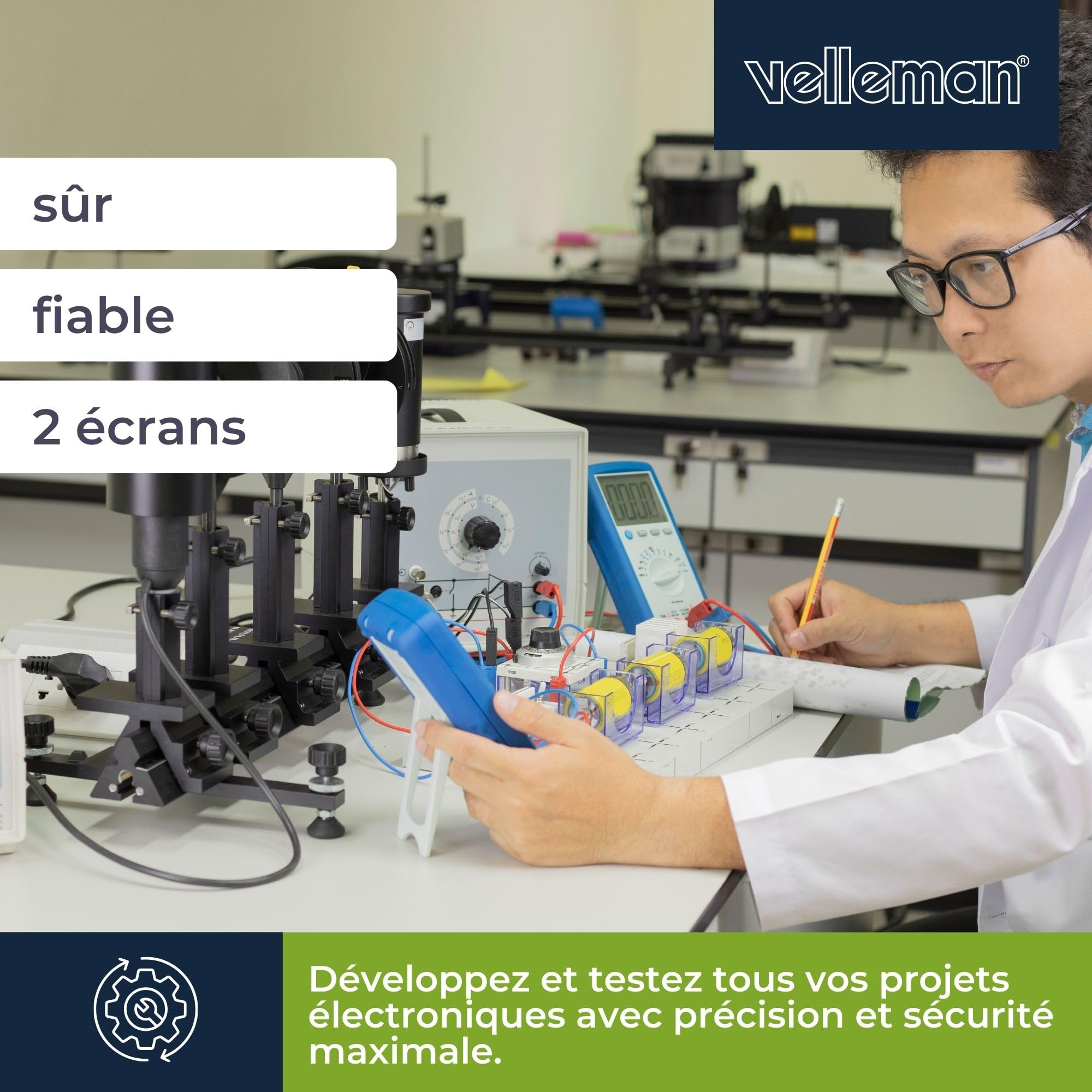 Velleman Alimentation de Laboratoire, Alimentation labo, réglable, 0-30 VCC/0-10 A, limitation de Courant, Protection Contre Les Courts-Circuits, 2 x Affichage LCD à 3 Chiffres