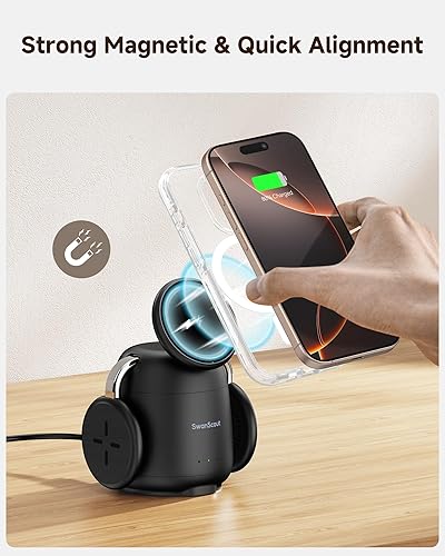 Miniatura 2 de SwanScout Estación de carga para cargador MagSafe, cargador inalámbrico 3 en 1 para iPhone 171615141312 Series, para Apple Watch Ultra 31110987,